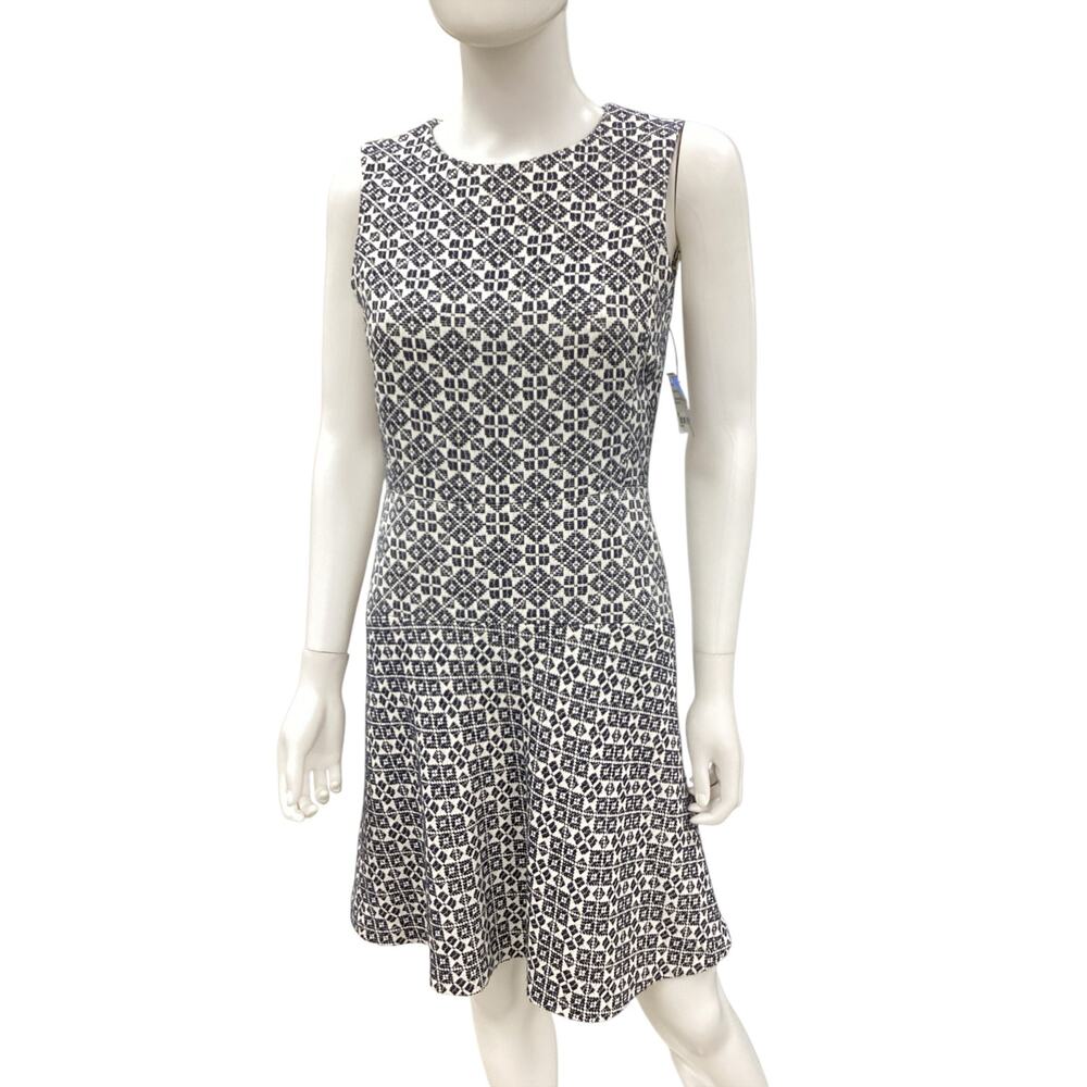 Tory Burch Dress Women’s Size 2 Sleeveless Back Zipper Cotton Blend Blue & White